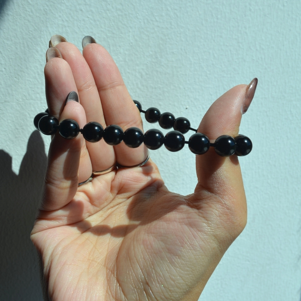 Authentic OBSIDIAN Healing Bracelet – 8 mm Good luck bracelet brings Success, Wealth and Energy to the wearer - MIJEP