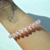 Authentic ROSE QUARTZ  Healing Bracelet – 7mm Good luck bracelet brings Success, Wealth and Energy to the wearer - MIJEP