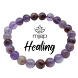Authentic RUTILATED AMETHYST Healing Bracelet – 7 mm Good luck bracelet brings Success, Wealth and Energy to the wearer - MIJEP
