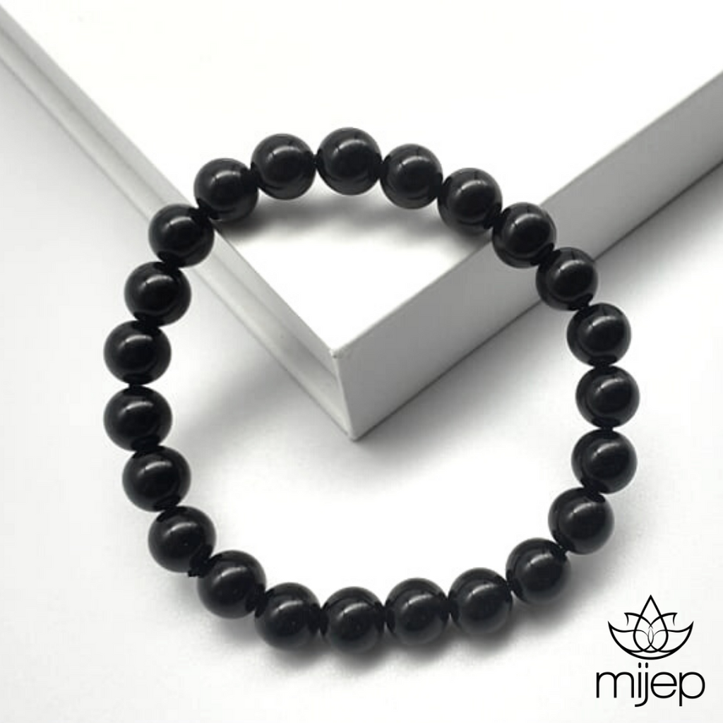 Authentic OBSIDIAN Healing Bracelet – 8 mm Good luck bracelet brings Success, Wealth and Energy to the wearer - MIJEP