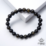 Authentic  GOLD OBSIDIAN Healing Bracelet – 8 mm Good luck bracelet brings Success, Wealth and Energy to the wearer - MIJEP