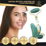 Jade Set Special Edition - Premium Jade Face Roller & Gua Sha Heart - MIJEP