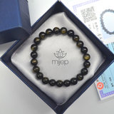 Authentic  GOLD OBSIDIAN Healing Bracelet – 8 mm Good luck bracelet brings Success, Wealth and Energy to the wearer - MIJEP
